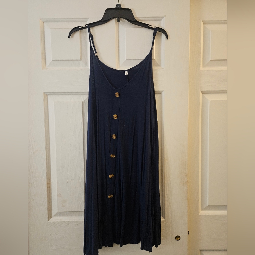 Navy Blue Button-Down Dress L